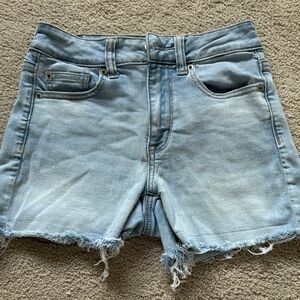 American Eagle Outfitters Blue Jean Shorts High-Waisted Frayed Hem😊